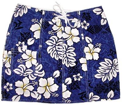 "Tribal Council" Original Style Board Skirt (Blue) - Board Shorts World Outlet