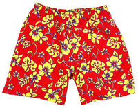 "Warming Trend" (Red) Swim Trunks (with mesh liner / side pockets) - 6.5" Mid Length - Board Shorts World Outlet