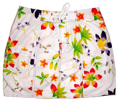 "Watercolors" Original Style Board Skirt (White) - Board Shorts World Outlet