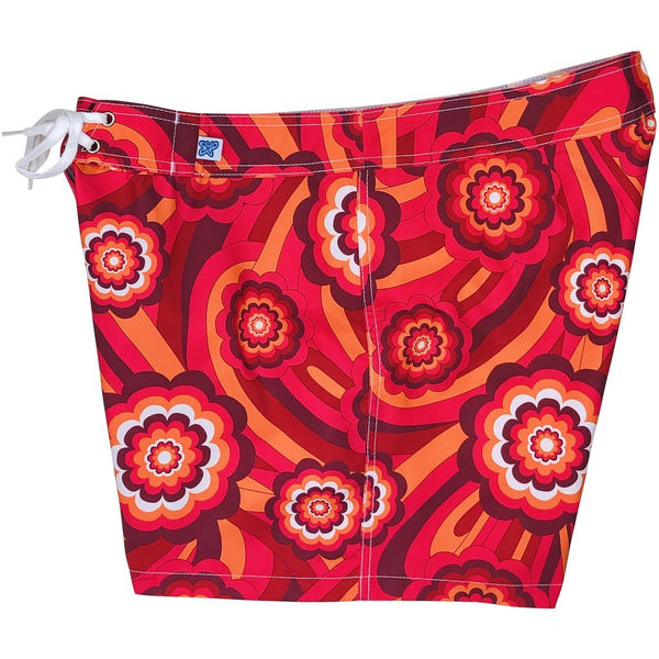 "Yellow Brick Road" 5" Womens Back Pocket Board Shorts (Red) - Board Shorts World Outlet